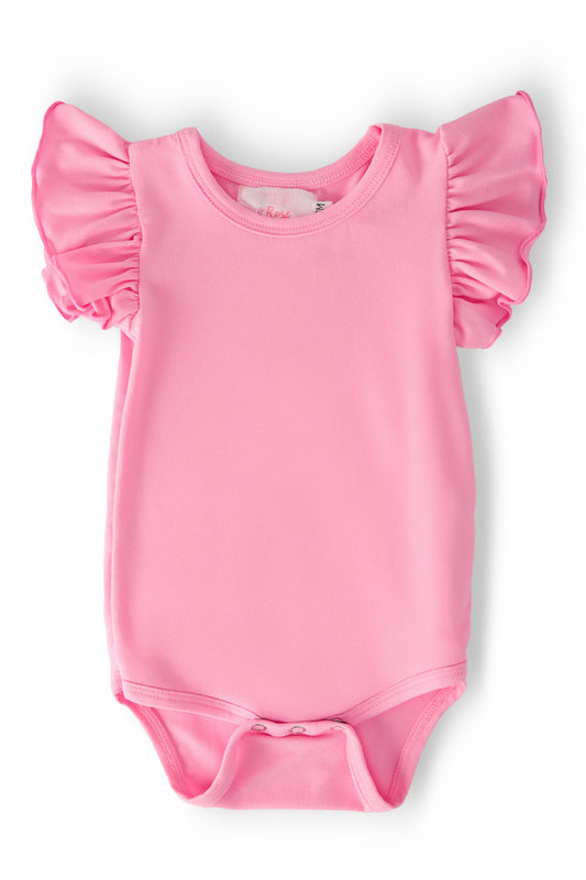 Bubblegum Pink Short Sleeve Flutter Bodysuit Mila & Rose