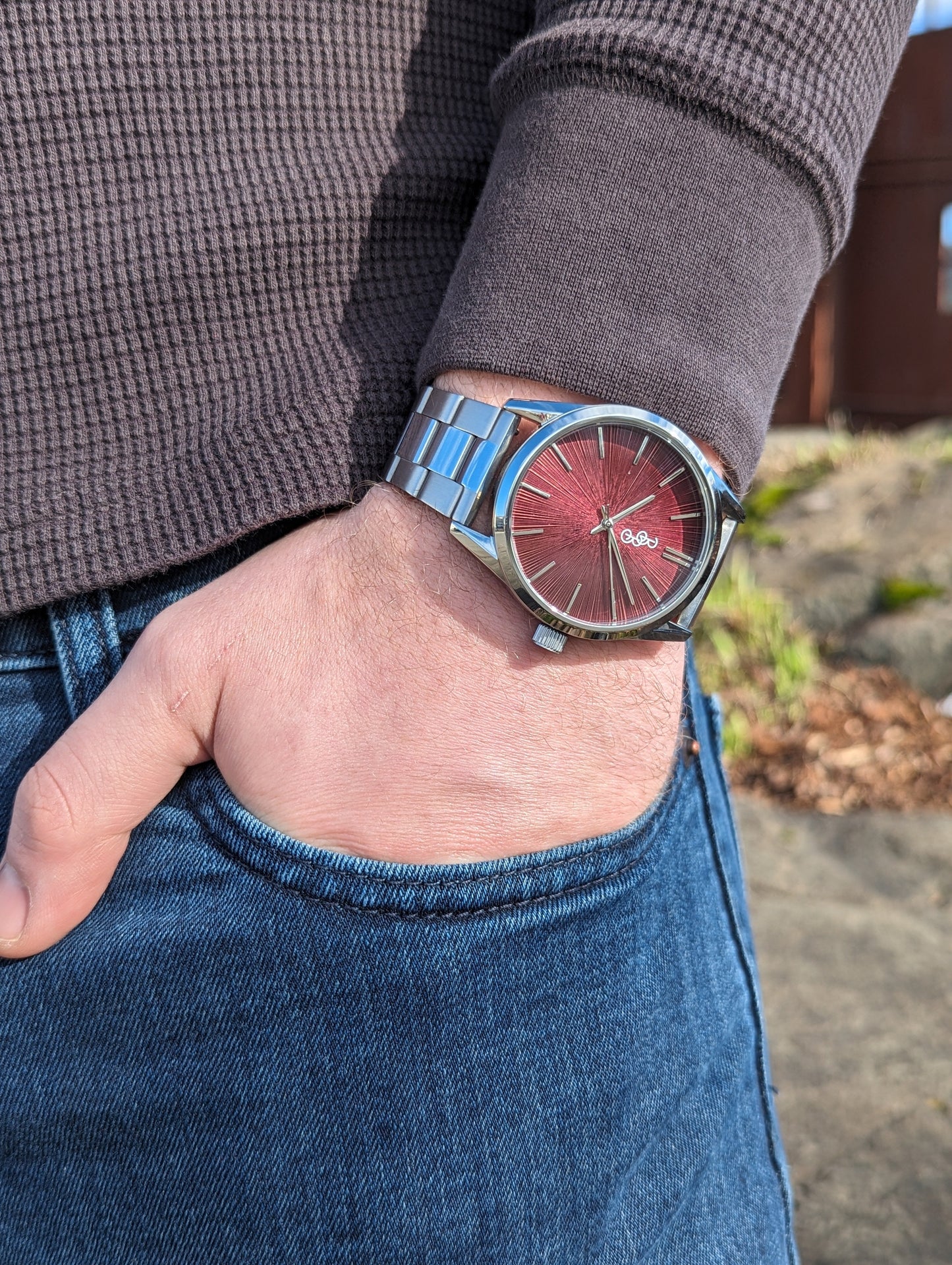 Burgundy Sunburst 39mm Watch