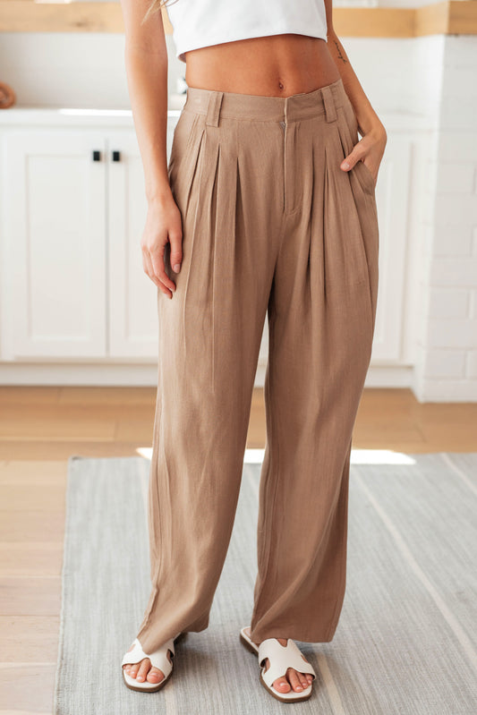 Business Meeting Wide Leg Pants Functional Belt Loops Woven Pants