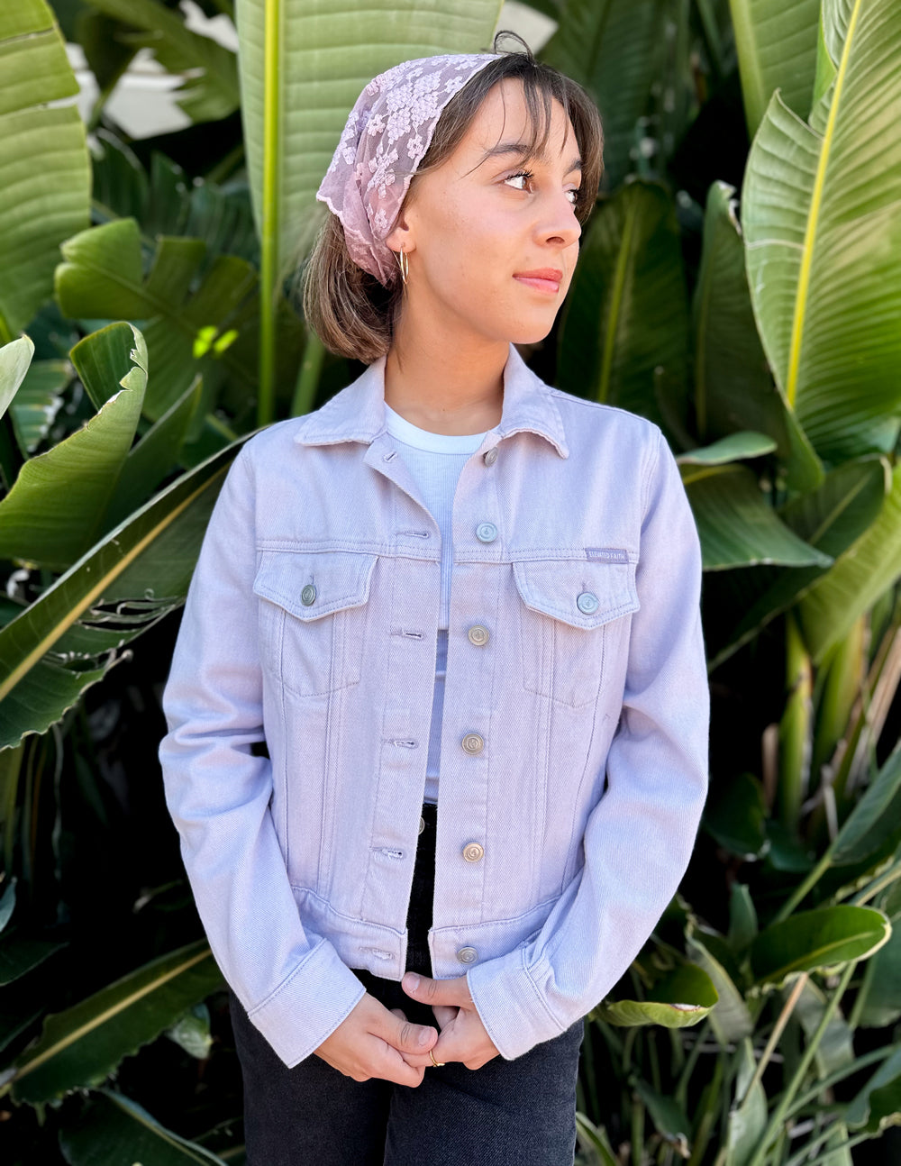 Cropped Heavyweight Denim Jacket Lilac But God