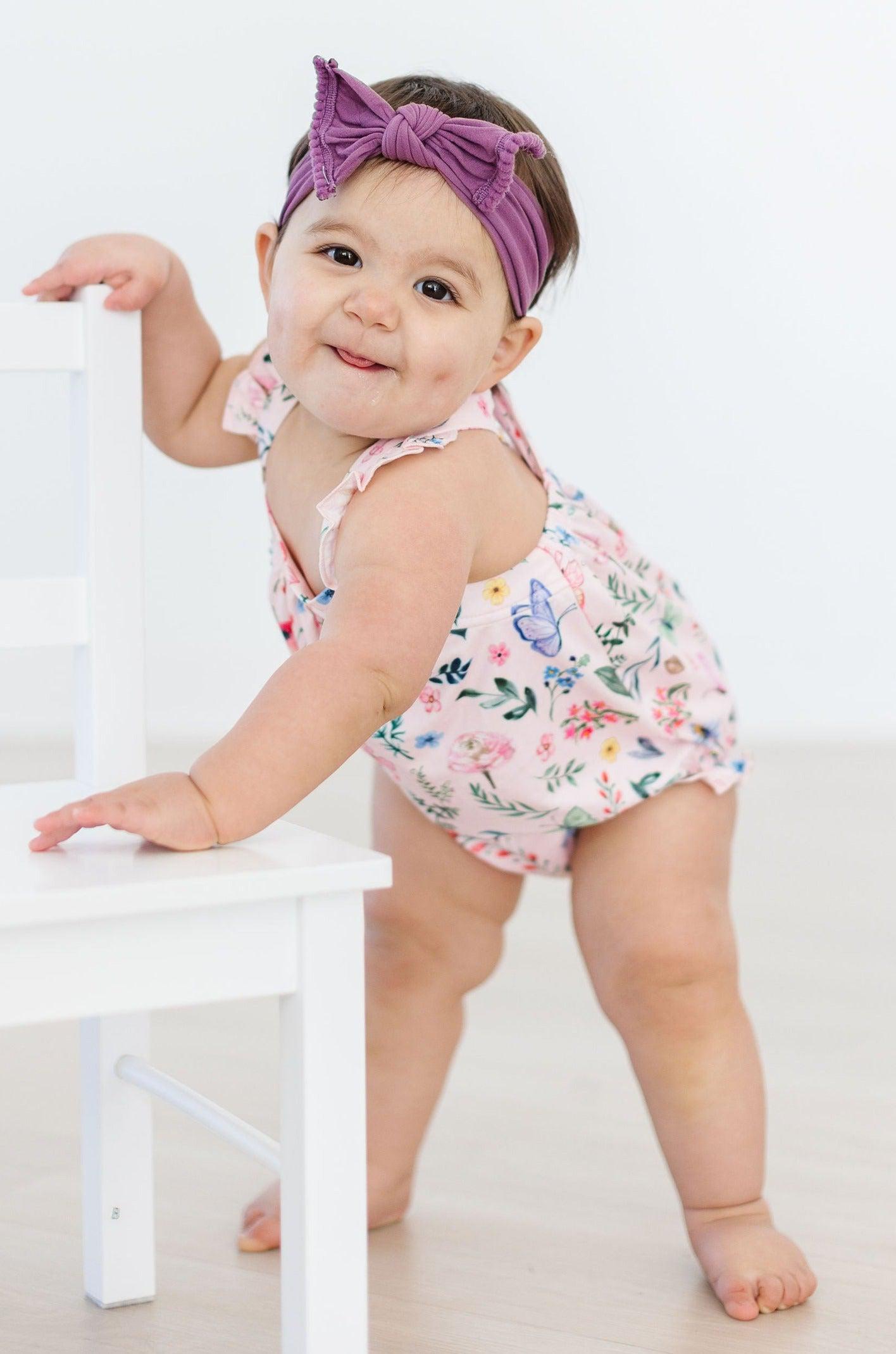 Ruffle Cross Back Romper Summer Baby Outfit Butterfly Meadows