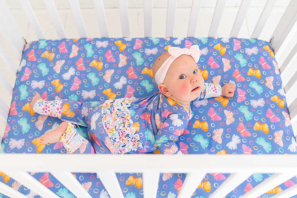 Butterflies Bamboo Ruffle Convertible Footie Baby Sleepwear Korrie