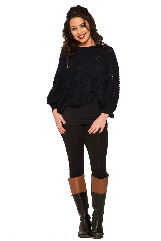 Cordelia Knitted Poncho Sweater 100% Acrylic Orchid Bloom