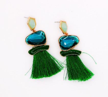 Emerald Sparkle Crystal Drop Earrings for Women Le Reussi