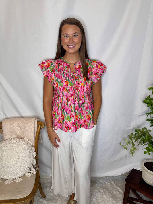 Peony Pink Floral Print Top Sweet Jude Boutique