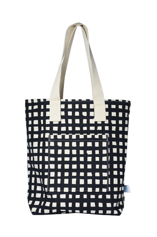Grid Carry All Zip Top Tote Bag in 15 oz Cotton Canvas