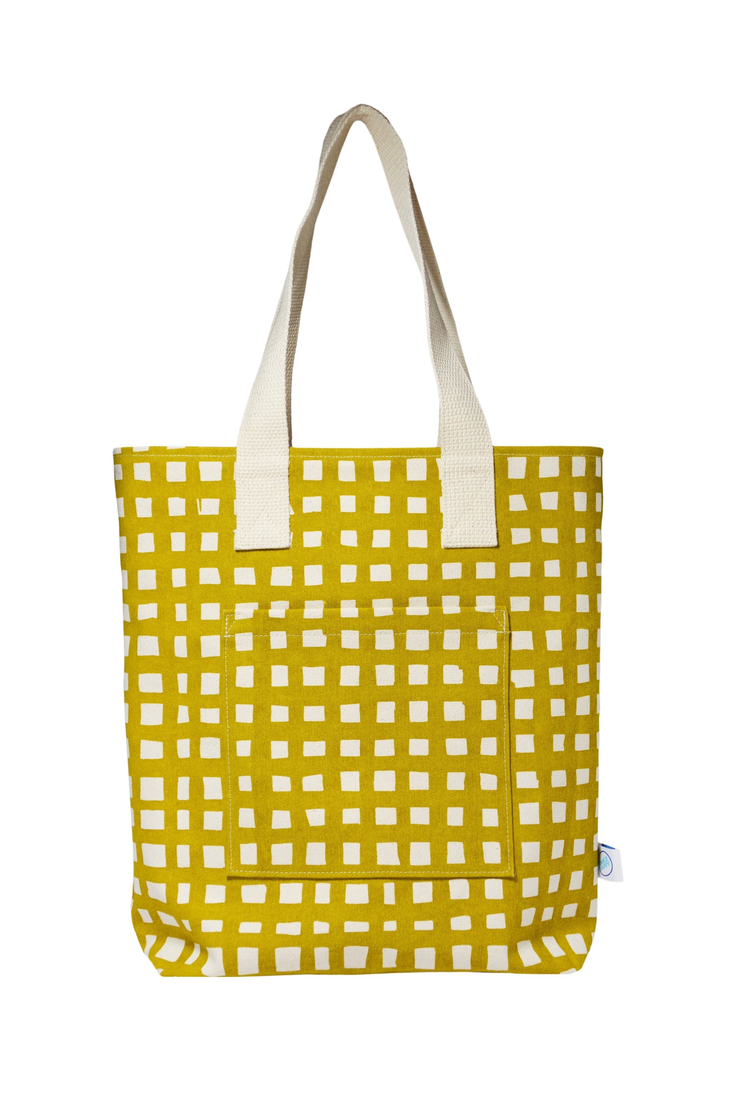 Grid Carry All Tote Cotton Canvas Zip Top Tote Bag
