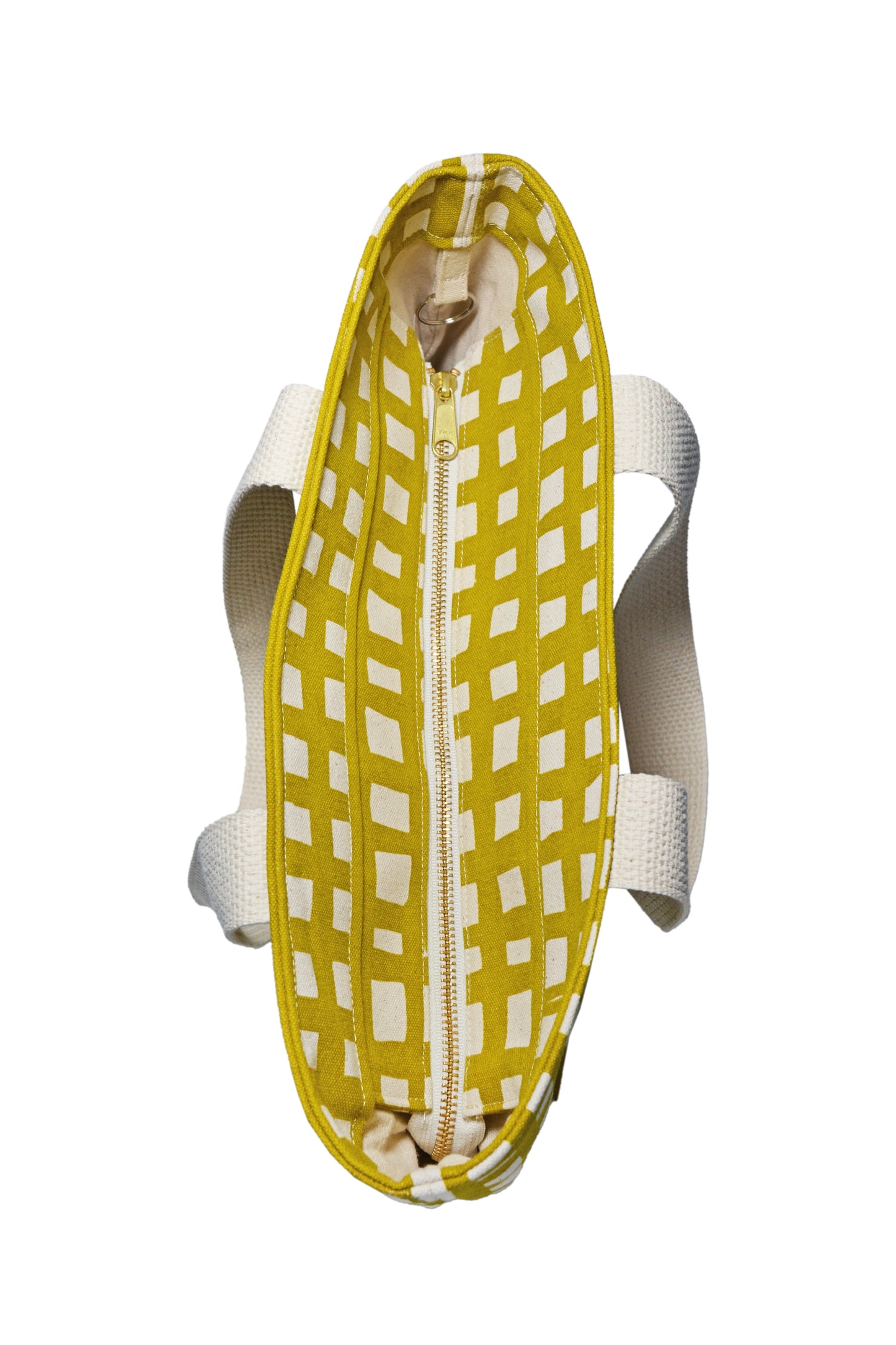 Grid Carry All Tote Cotton Canvas Zip Top Tote Bag