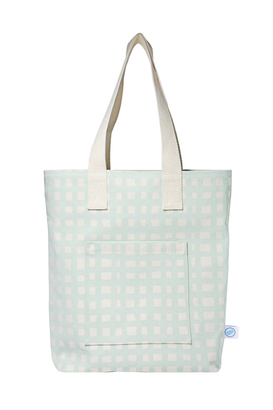 Grid Carry All Zip Top Tote Bag