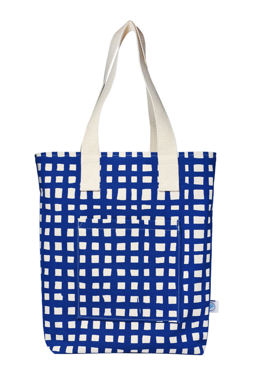 Grid Carry All Tote Zip Top Tote Bag