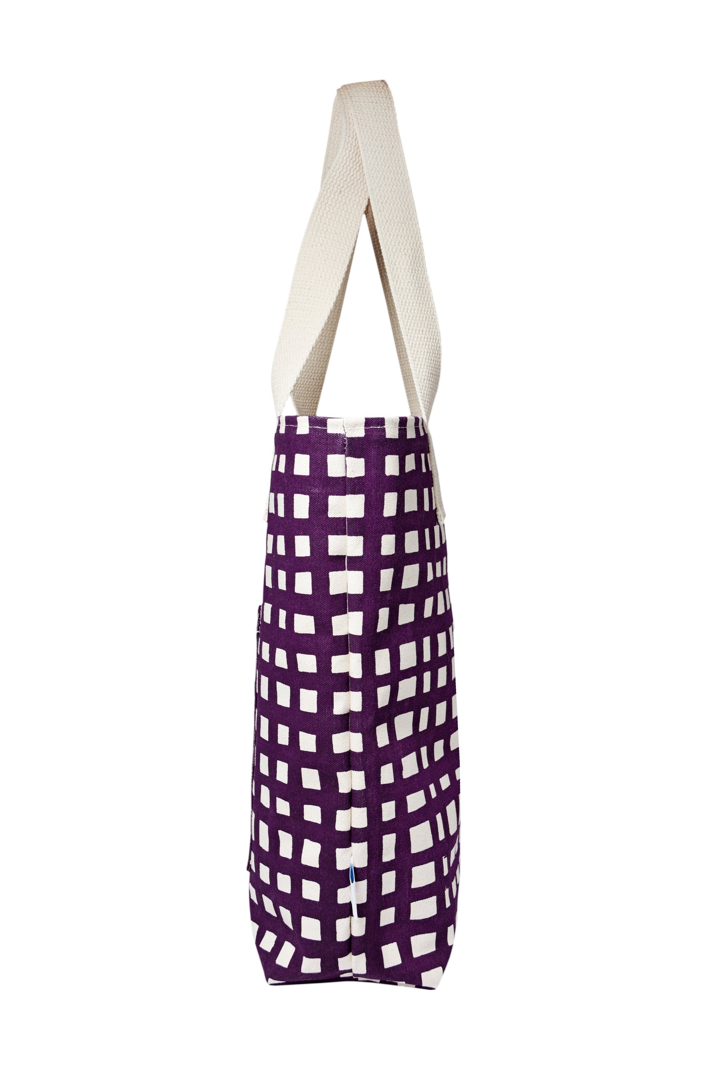 Grid Carry All Tote Sturdy Zip Top Tote Bag