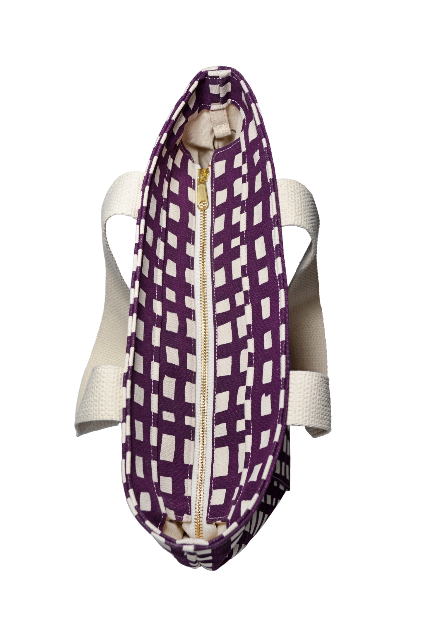 Grid Carry All Tote Sturdy Zip Top Tote Bag