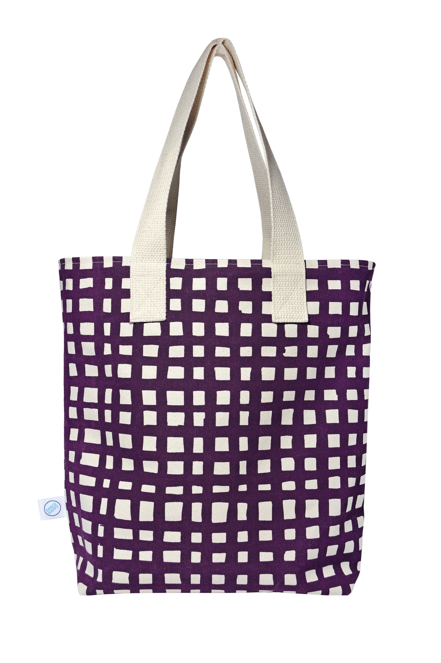 Grid Carry All Tote Sturdy Zip Top Tote Bag