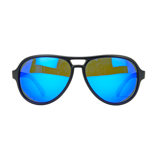 Casino Black Blue Mirror Polarized Lens Sunglass