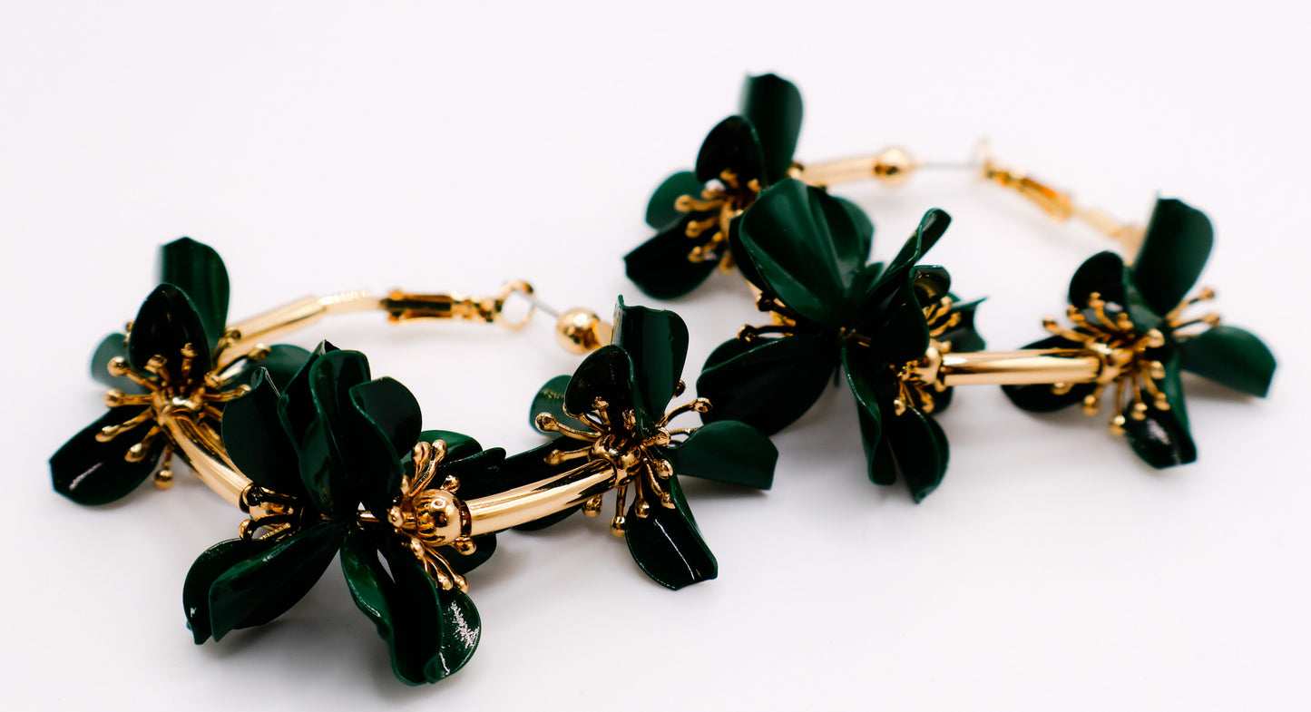 Gold Flower Hoop Earrings Floral Luxe Hoops