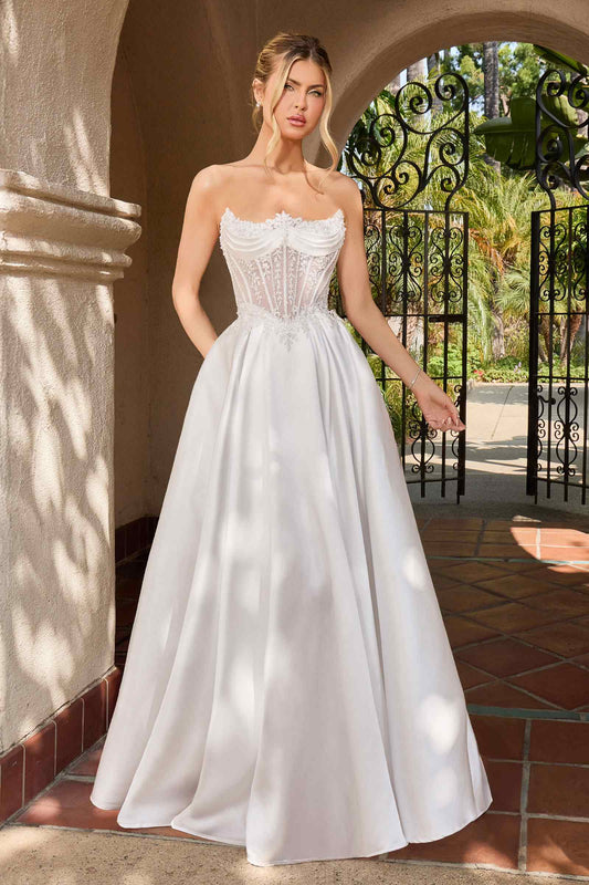 Off White Sweetheart Neckline Strapless A-Line Bridal Gown Ladivine CC511W