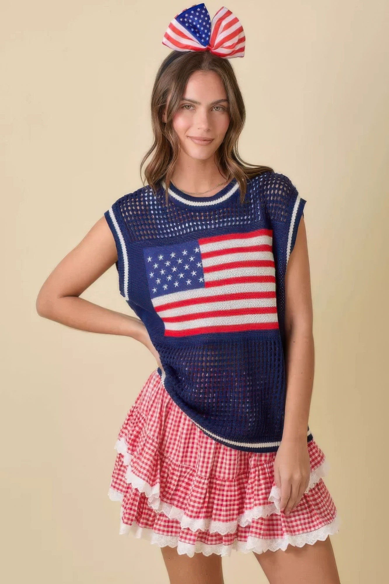 Gingham Ruffle Eyelet Ruffle Skort 100% Cotton