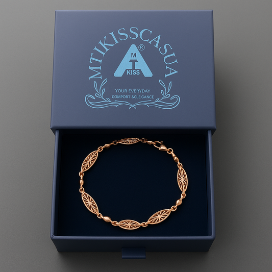 Rose Gold Hypoallergenic Filigree Bracelet Marquise Link Amtikiss Casuals