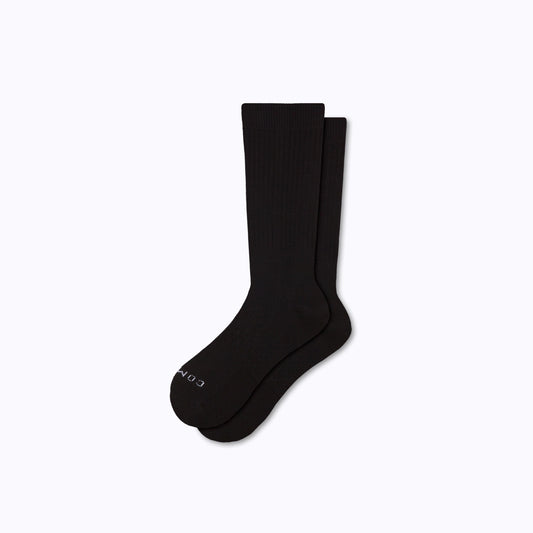 Combed Cotton Black Crew Socks