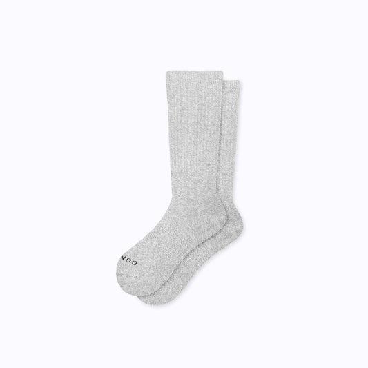 Combed Cotton Heather Grey Crew Socks