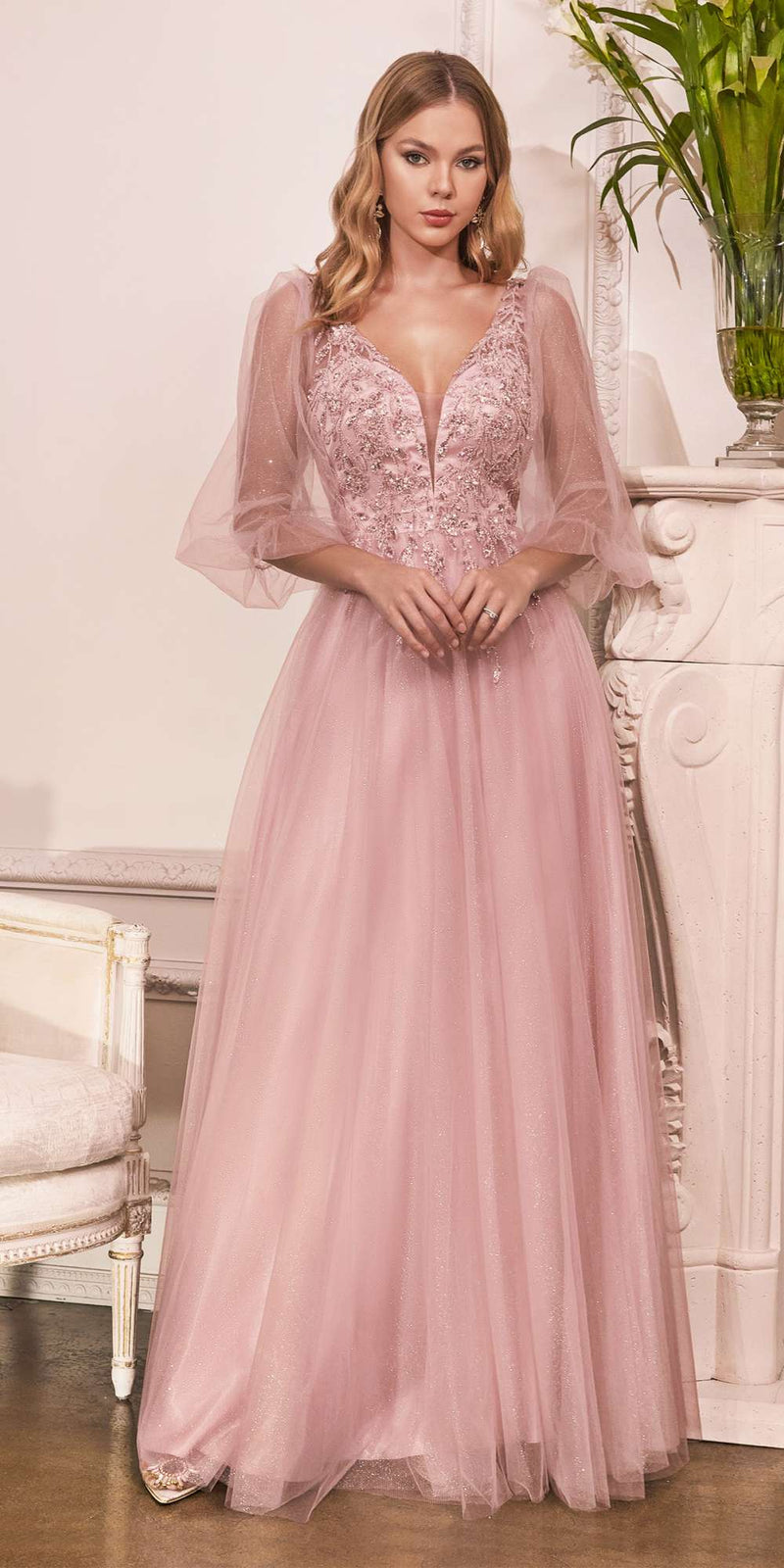 Glitter Tulle A-Line Formal Dress Cinderella Divine CD0182