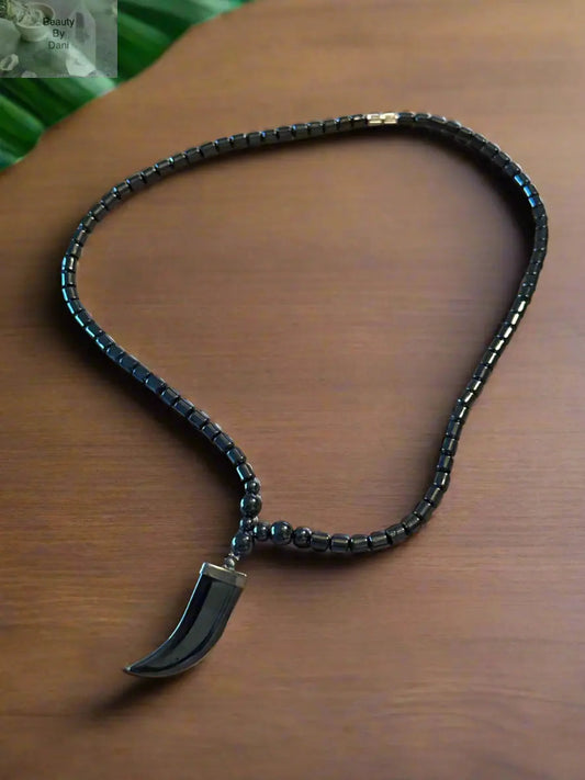 Hematite Grounding Horn Necklace Jewelry