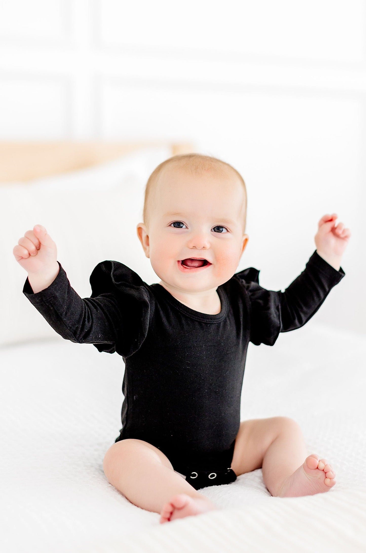 Black Long Sleeve Flutter Bodysuit Baby Mila & Rose