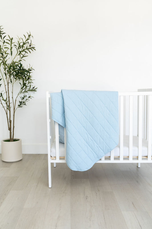 Light Blue Quilted Bamboo Blanket 50x50 inches Laree + Co.