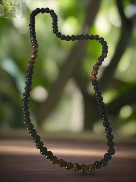 Onyx and Tiger's Eye Necklace Black 22 Inch Jewelry