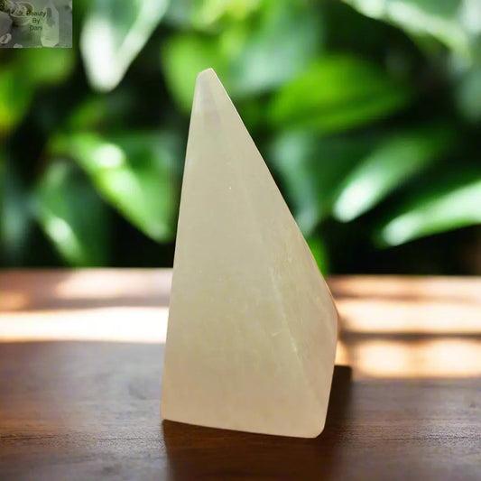 Medium Selenite Pyramid Satin Spar Crystal