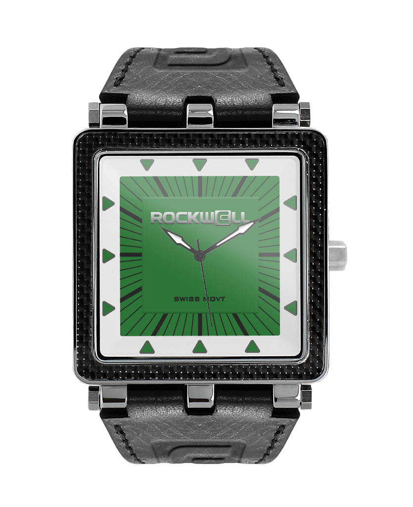 CF Leather Black/Green Carbon Fiber Watch Rockwell Time
