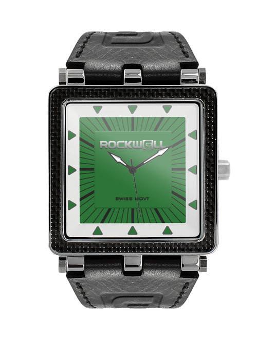 CF Leather Black/Green Carbon Fiber Watch Rockwell Time