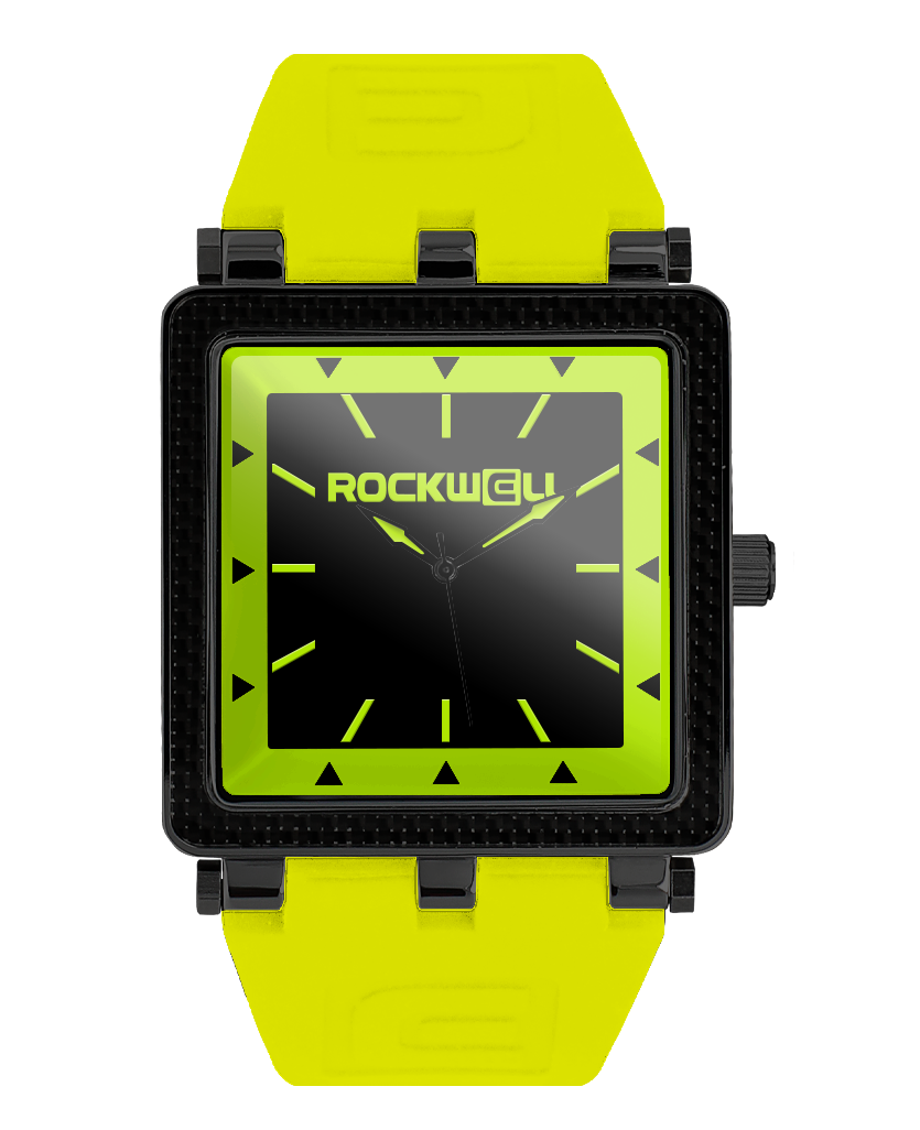 CF Lite Carbon Fiber Tactical Watch Black Yellow Rockwell Time