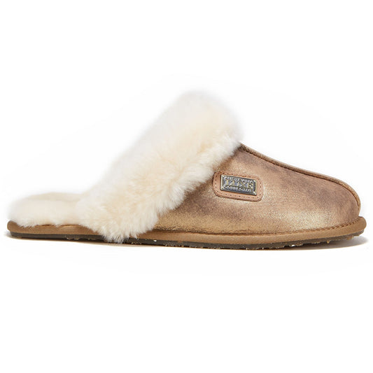 Sheepskin Antique Gold Mule Slipper CLOSED