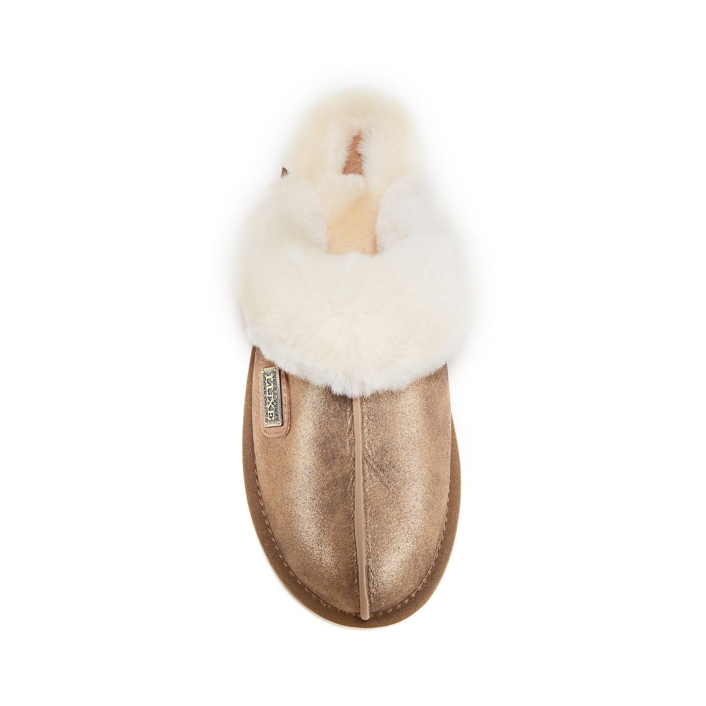 Sheepskin Antique Gold Mule Slipper CLOSED