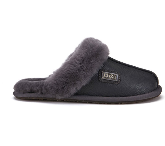 Sheepskin mule slipper shearling cuff closed mule smoke Australia Luxe Collective