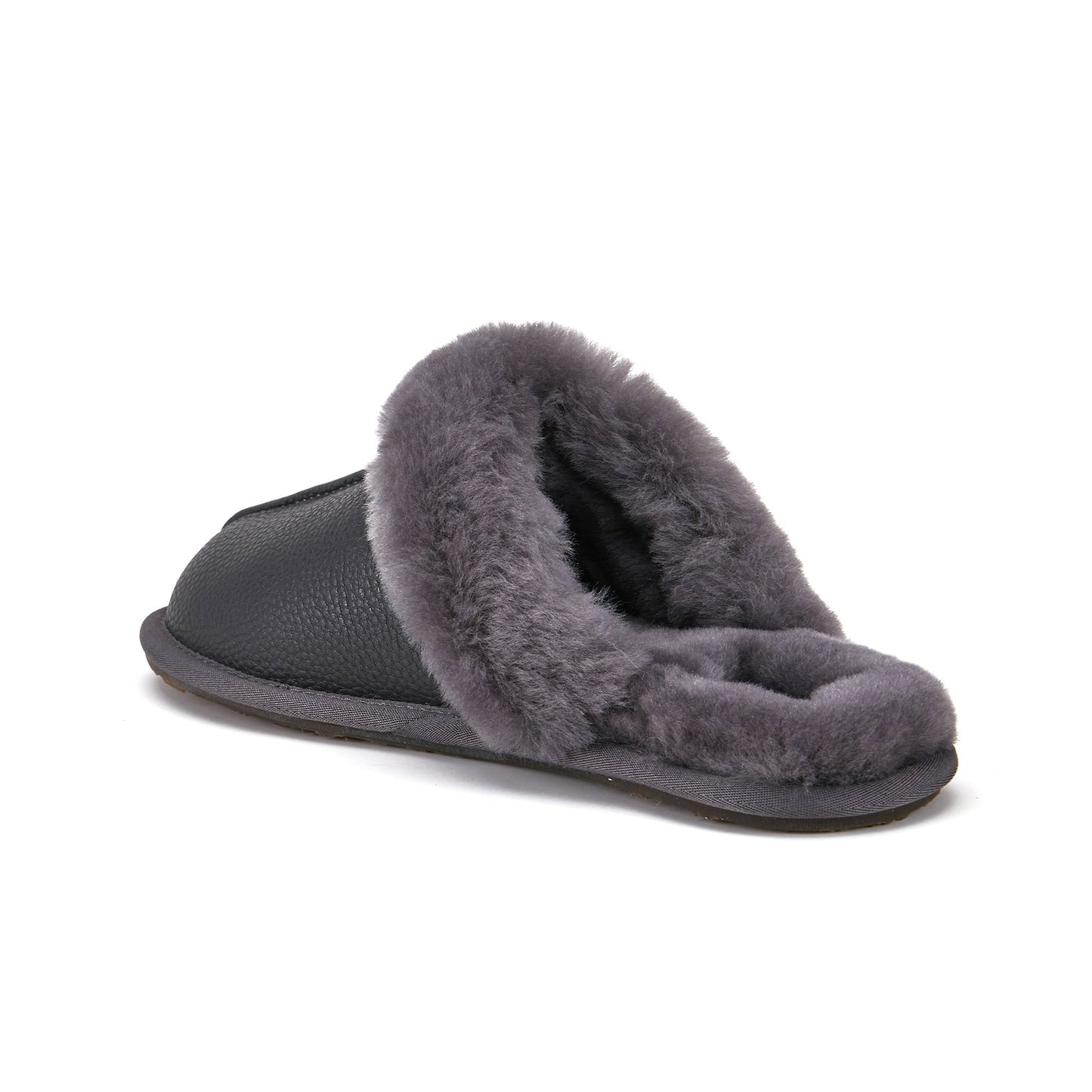Sheepskin mule slipper shearling cuff closed mule smoke Australia Luxe Collective