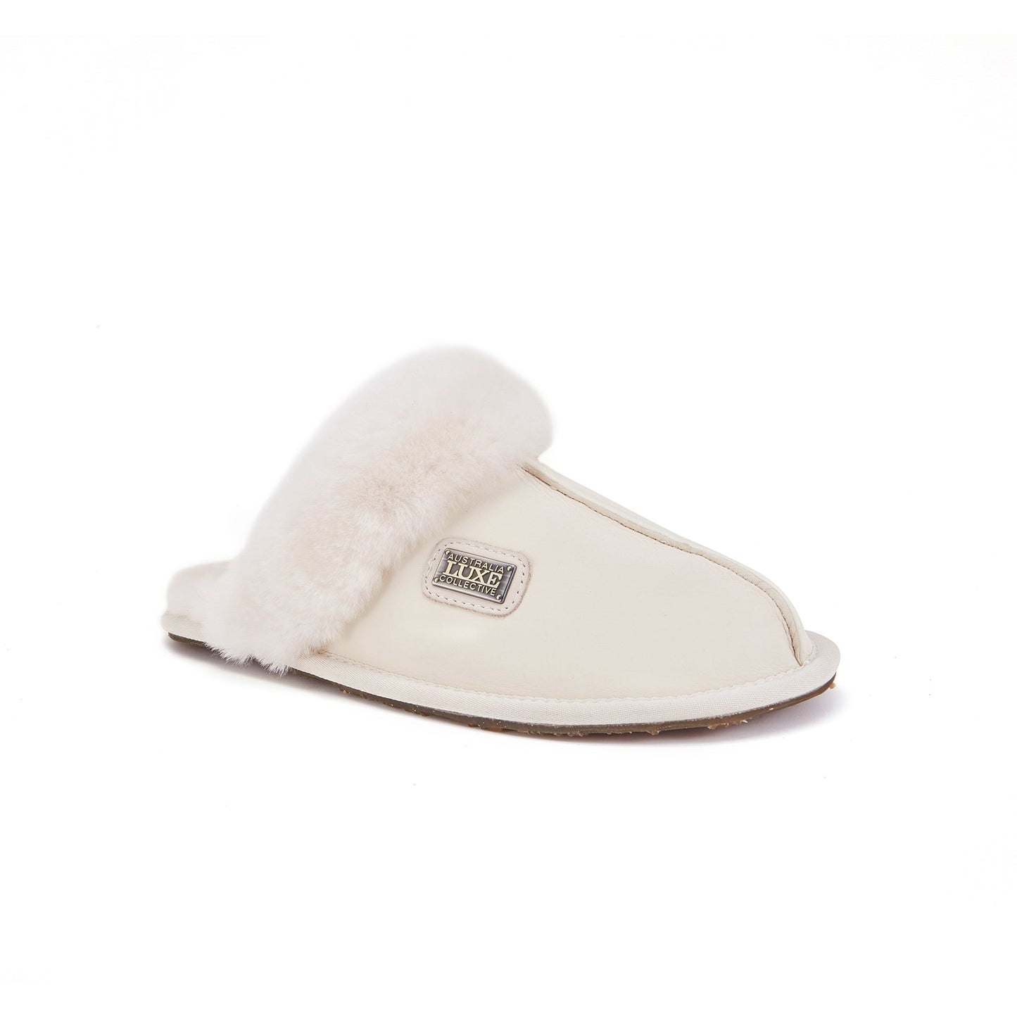 Satin Pale Sheepskin Mule Slipper CLOSED MULE SATIN PALE