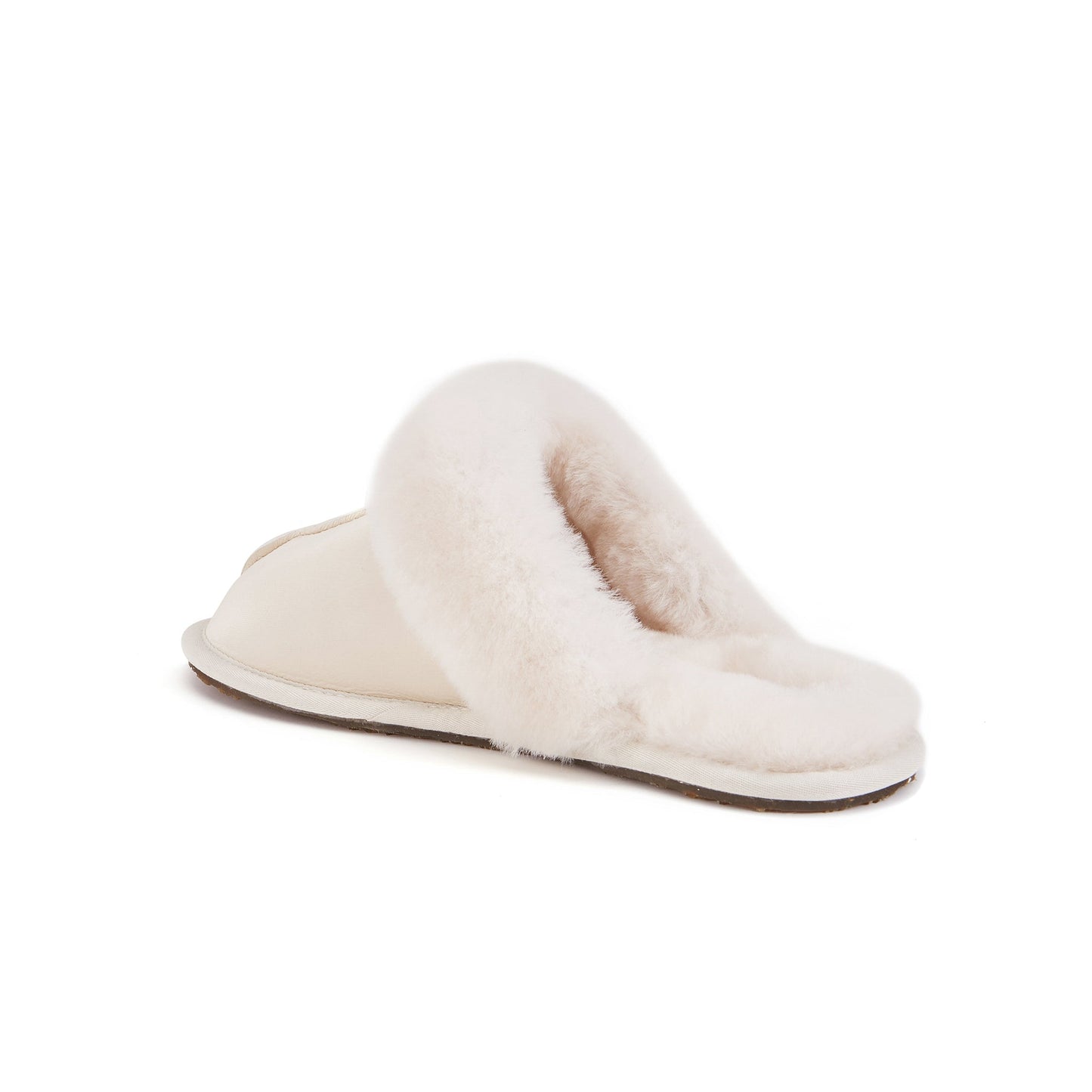 Satin Pale Sheepskin Mule Slipper CLOSED MULE SATIN PALE