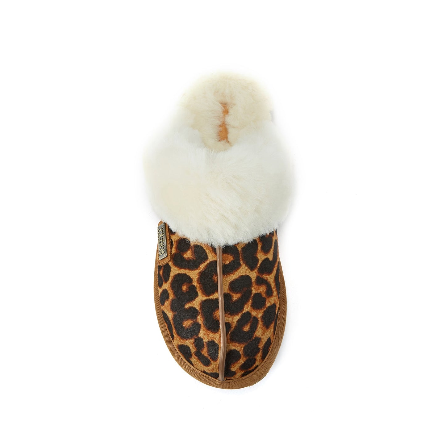 Leopard Printed Cowskin Sheepskin Mule Slipper CLOSED