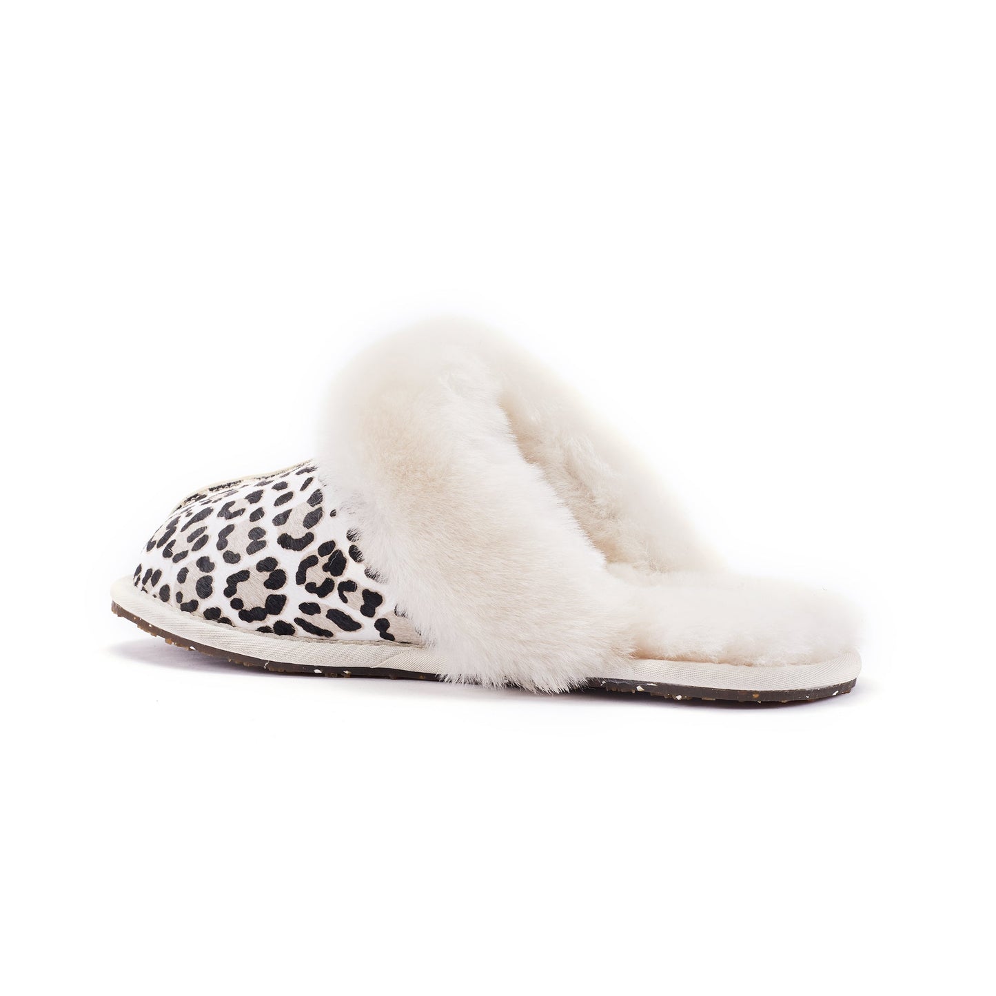 Sheepskin Shearling Cuff Mule Slipper CLOSED MULE SNOW LEOPARD