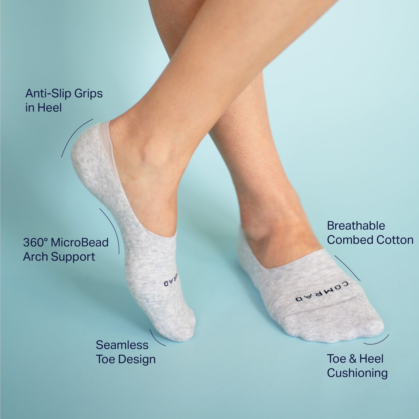 Combed Cotton White No Show Socks