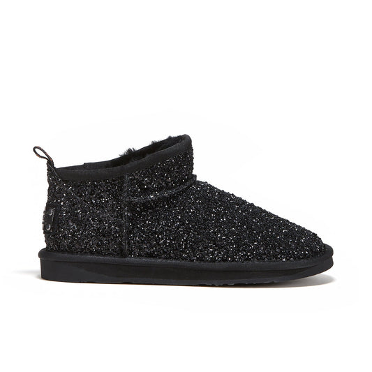 Glitter Extra Short Sheepskin Boot COSY Ultra Black