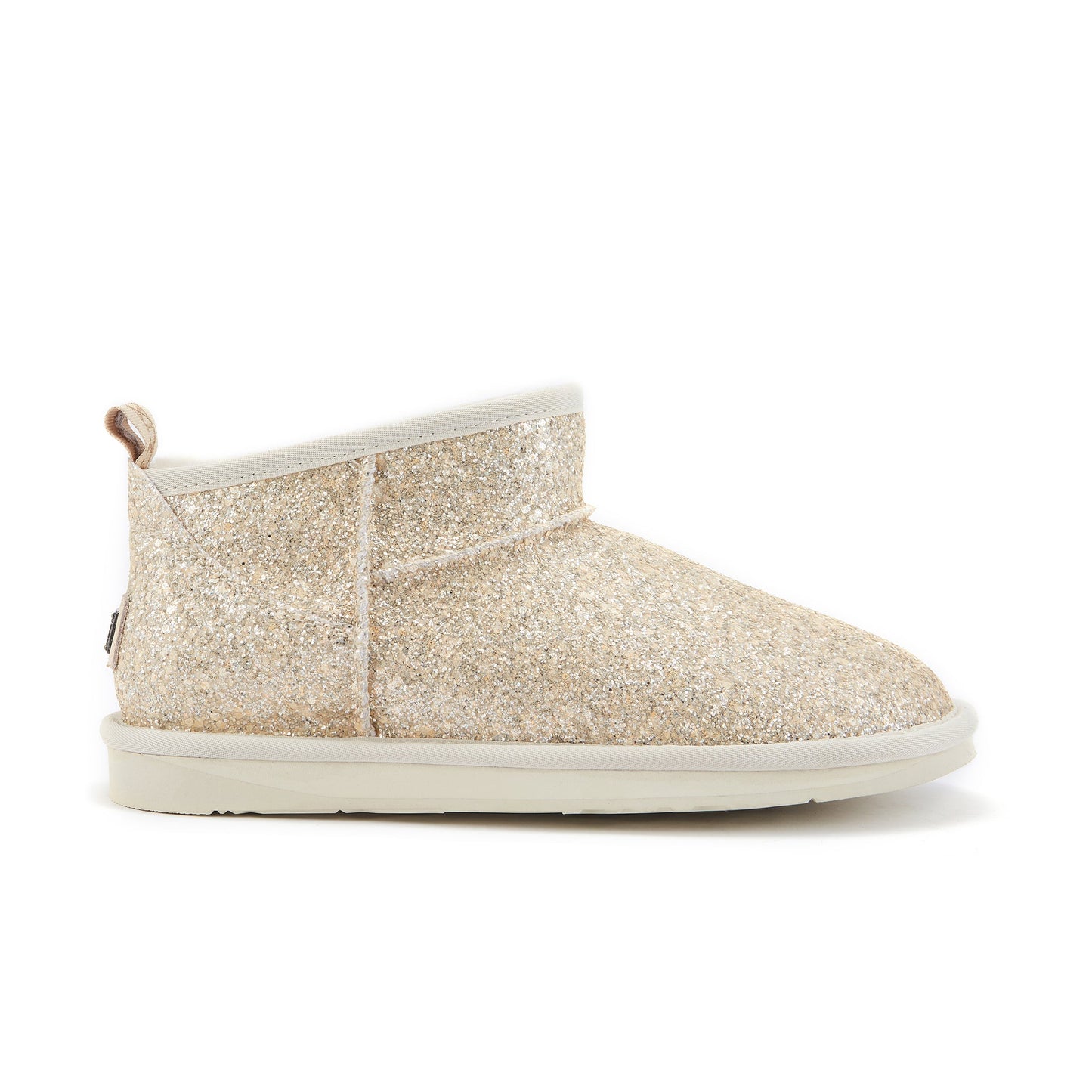 Ultra Short Glitter Cream Pull On Sheepskin Boot COSY
