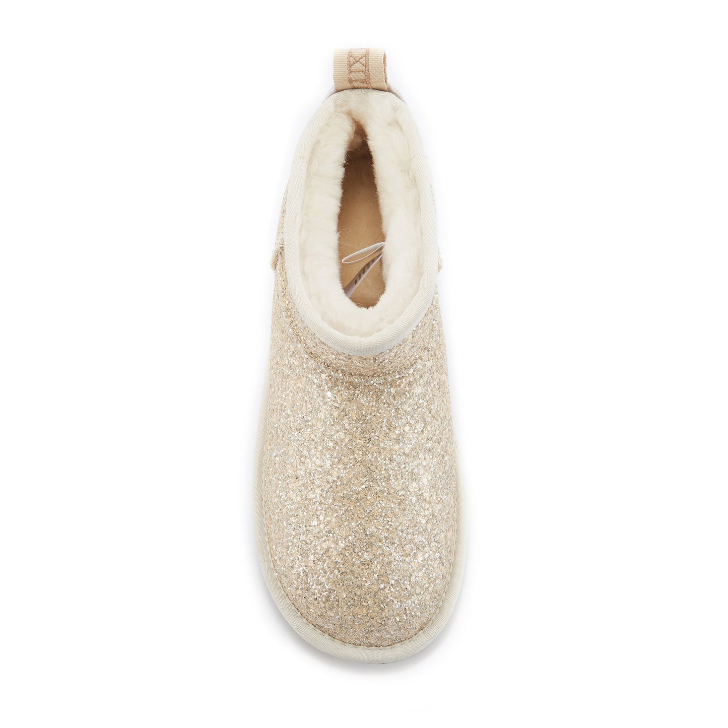 Ultra Short Glitter Cream Pull On Sheepskin Boot COSY