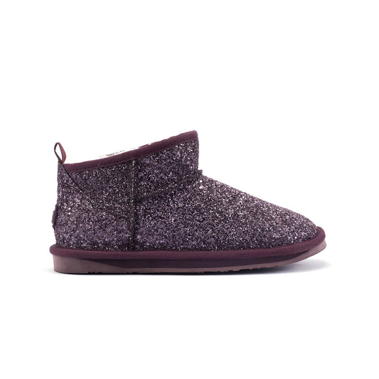 Cosy Ultra Short Glitter Plum Sheepskin Boot Australia Luxe Collective