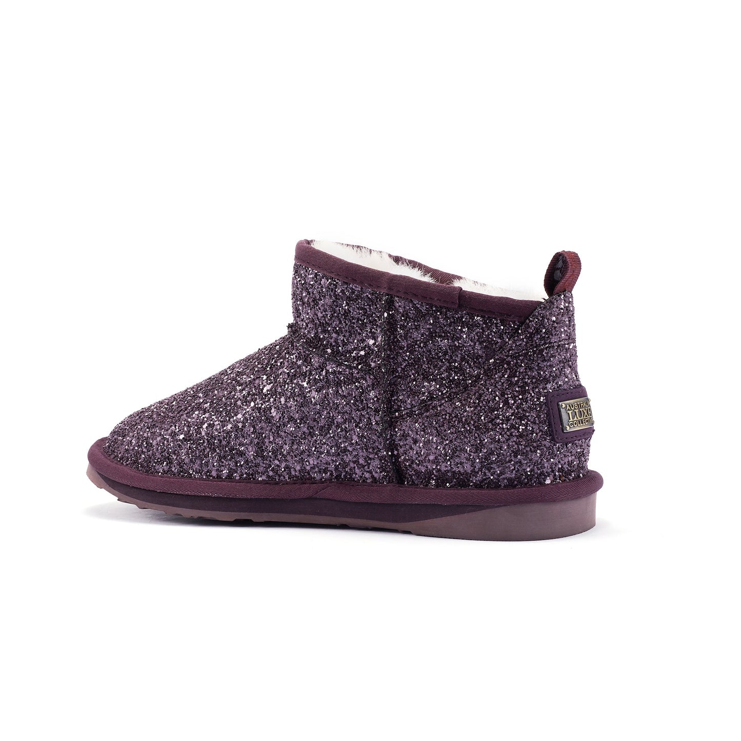 Cosy Ultra Short Glitter Plum Sheepskin Boot Australia Luxe Collective