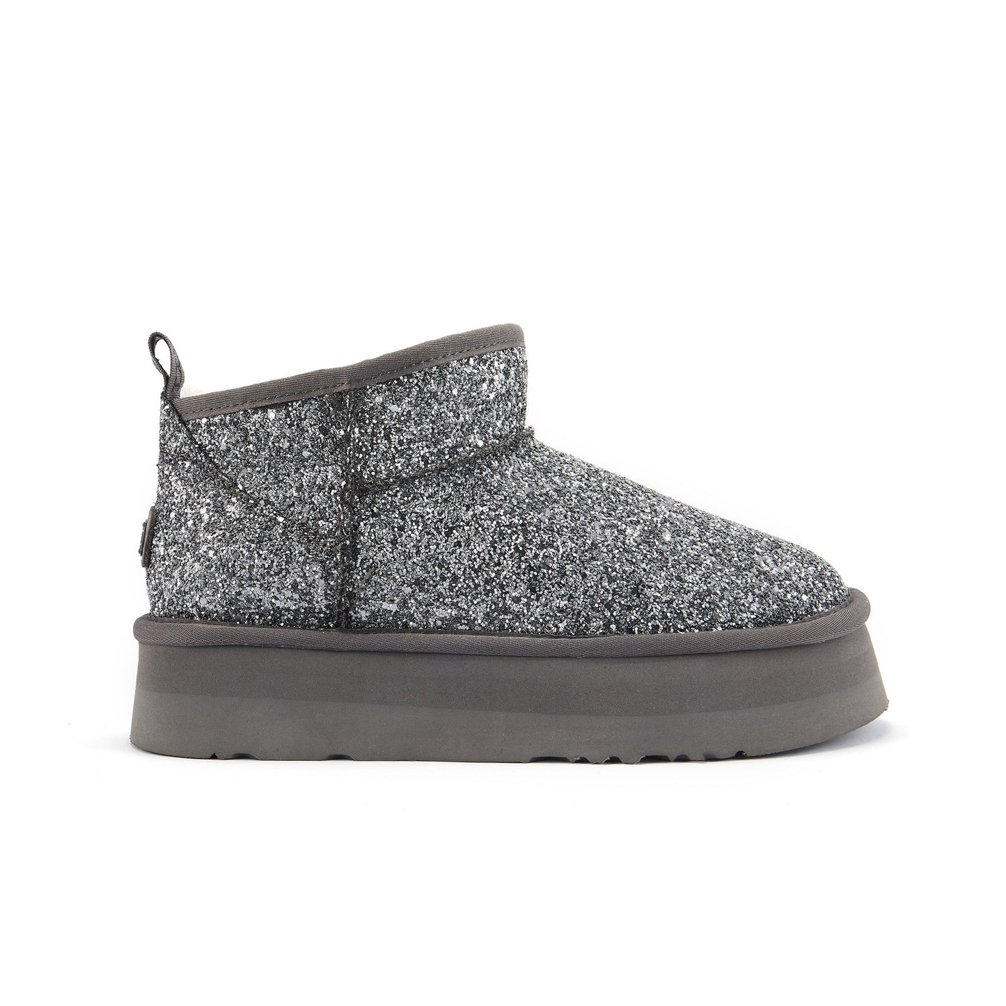 Ultra Short Scoop Cut Glitter Platform Shoes COSY ULTRA PLATFOAM GLITTER PEWTER Australia Luxe Collective