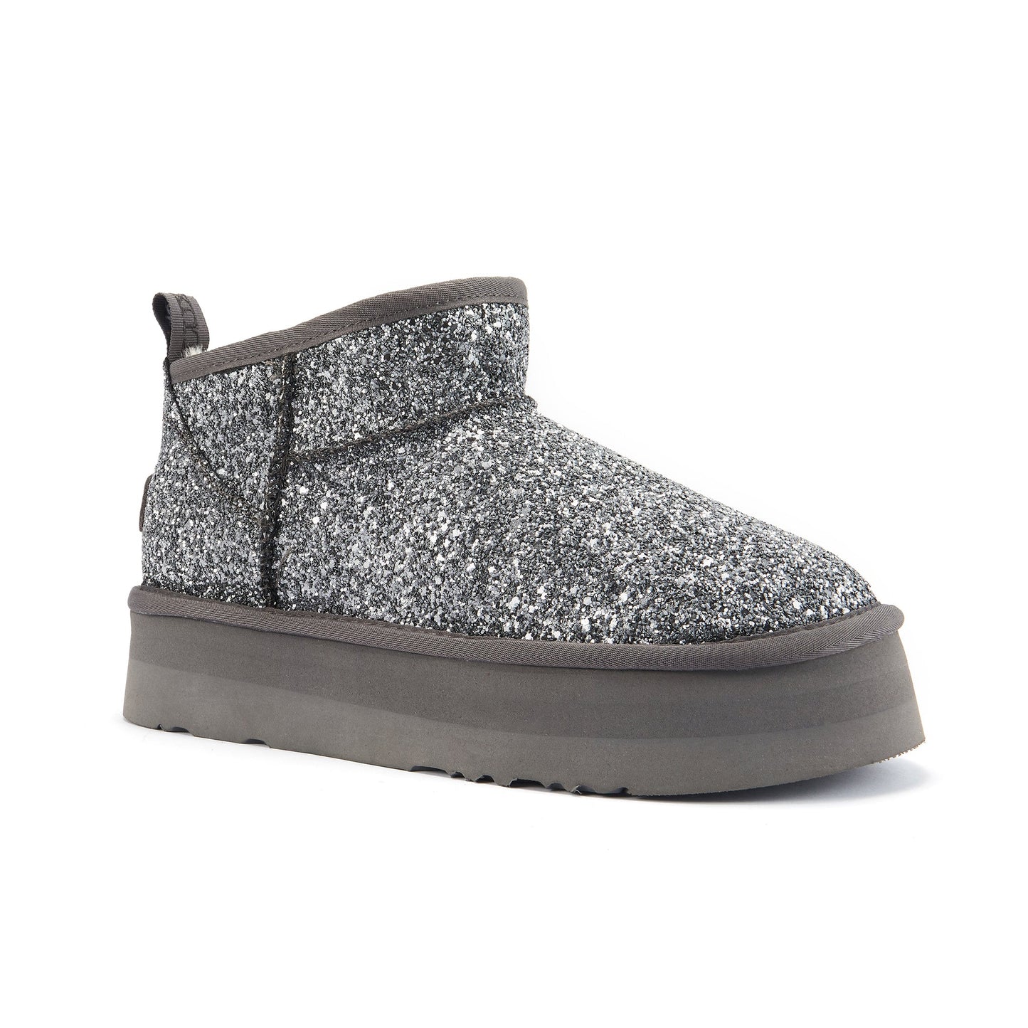 Ultra Short Scoop Cut Glitter Platform Shoes COSY ULTRA PLATFOAM GLITTER PEWTER Australia Luxe Collective