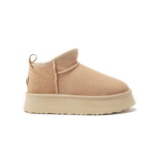 Cosy Ultra Short Scoop Cut Platform Sand Suede